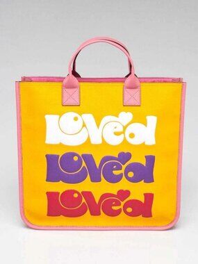 Gucci Pink/Yellow Coated Canvas Rainbow "Loved" Children's Tote Bag